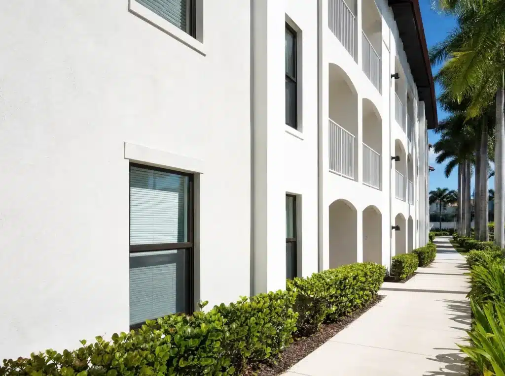 Building exterior after cleaning (sample)