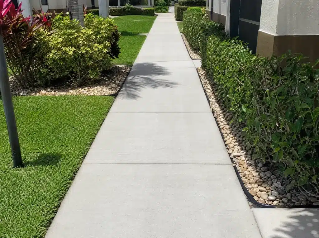 Sidewalk after pressure washing (sample)