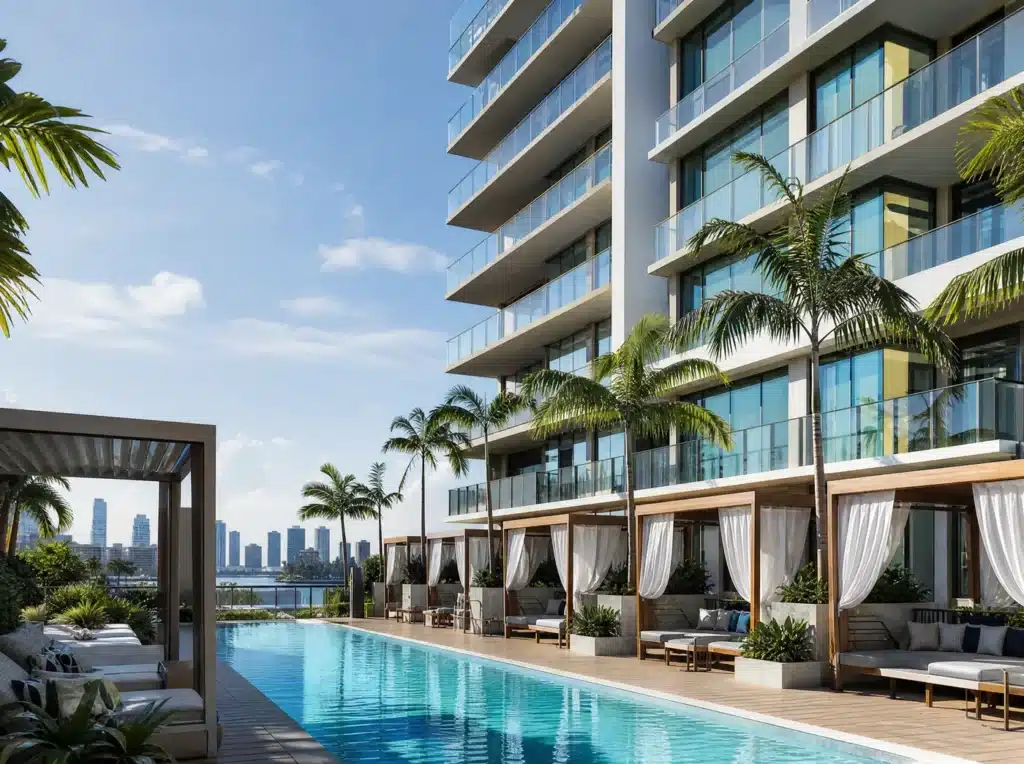 Luxury apartment pool deck